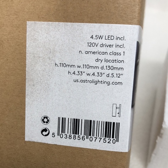 Astro Lighting Enna Square Switched LED Wall Scone MattNickel New In Box 1058046 - Picture 10 of 13